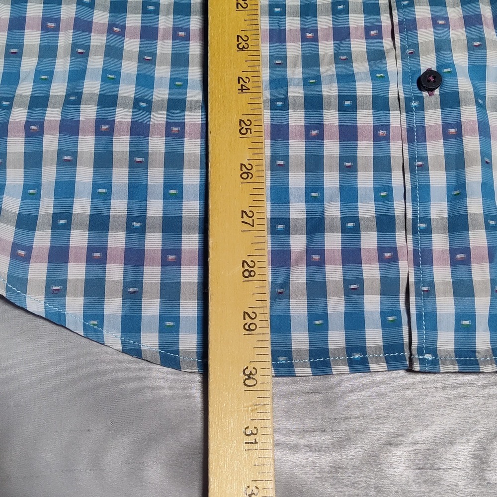 TOMMY BAHAMA JEANS ISLAND MODERN‎ FIT Men XL Blue Geo Check Cotton Shirt EUC - Picture 9 of 15